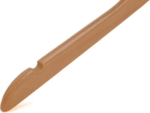 Miniatura 6 de Perchas de madera semicurvadas de calidad, paquete de 10 perchas de madera maciza con acabado liso con gancho giratorio, chaqueta, pantalón, perchas