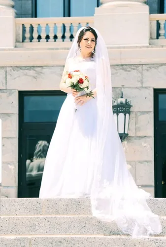 Miniatura 3 de Brinote Velos de novia de encaje para novias con peine de 1 nivel largo de catedral con apliques de flores, velos de tul suaves para iglesia