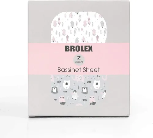 Miniatura 2 de BROLEX - Juego de sábanas elásticas ajustables para moisés, paquete de 2 sábanas para moisés/colchón, unisex, para niños y niñas, ultra suave