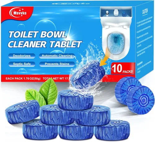 Msvvko Limpiadores de inodoro, pastillas limpiadoras automáticas de inodoro, gel azul, potente limpieza, limpiador de tanque de inodoro seguro