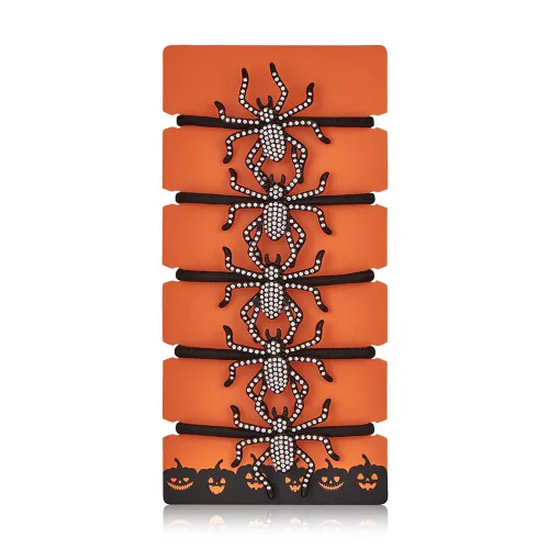 Juego de 5 lazos para el pelo de araña de Halloween para mujeres, ligas negras de 0.157 pulgadas para cabello grueso y colas de caballo, juego de