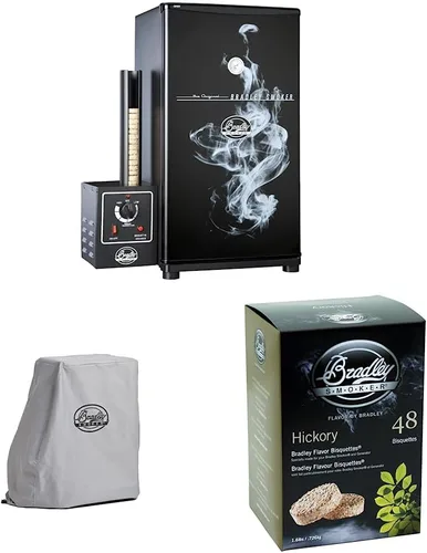 Original Bradley Smoker BS611 - Ahumador eléctrico vertical vertical de 4 estantes y cubierta de ahumador eléctrico impermeable 990025 para ahumador