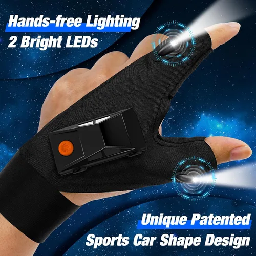 Miniatura 4 de PARIGO Guantes con Linterna LED, Rellenos para Calcetines para Hombres, Regalo para Papá, Esposo, Abuelo, Negro claro, Grande