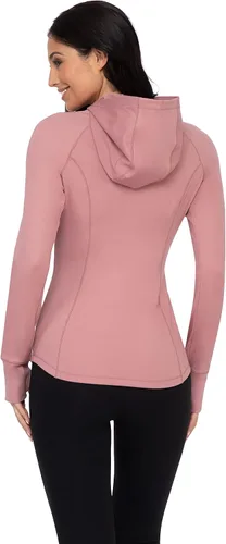 Miniatura 4 de Sudadera con capucha para mujer,manga larga, cierre completo, Yogalicious