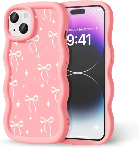 Miniatura 246 de Compatible con iPhone SE/8/7 Funda para Mujeres y Niñas, Marco Ondulado Rizado con Patrón Lindo, Estética Delgada Suave Silicona TPU Parachoques