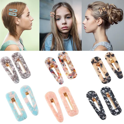 Miniatura 2 de 12 pinzas para el cabello de resina acrílica, pinzas geométricas de cocodrilo, pasadores acrílicos coloridos para mujeres, adolescentes y niñas
