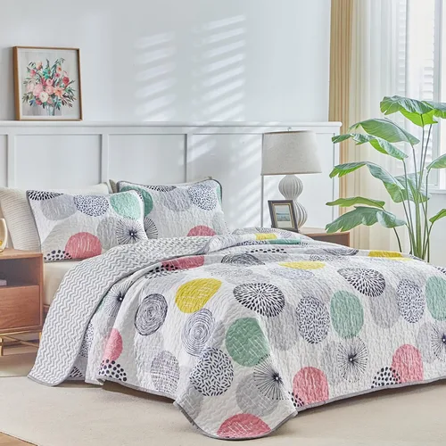 Miniatura 2 de UOZZI BEDDING Juego de edredón reversible de 3 piezas, tamaño King de 102 x 90 pulgadas, suave microfibra ligera, juego de edredón de verano, manta