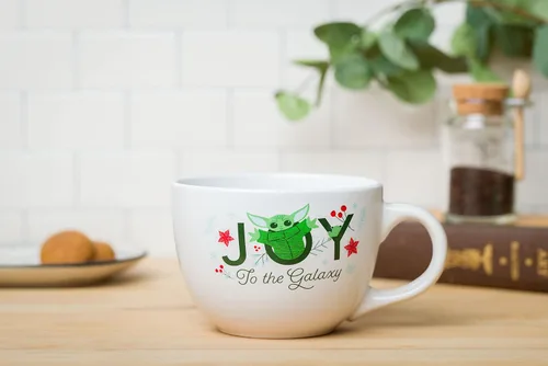 Miniatura 2 de Silver Buffalo Star Wars Mandalorian Joy to the Galaxy - Taza de sopa de cerámica, 24 onzas
