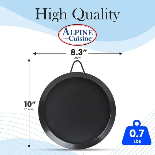 Miniatura 3 de Alpine Cuisine Parrilla redonda antiadherente de 8 pulgadas – Tortilla Comal de acero al carbono negro con un solo mango – Comal duradero