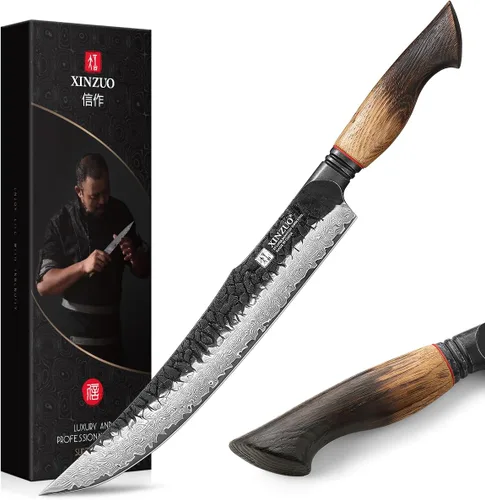 Miniatura 11 de XINZUO Cuchillo Santoku de Damasco Afilado de 7.6 Pulgadas, Cuchillo Profesional de Cocina para Carne de Acero Damasco de 67 Capas para Hogar