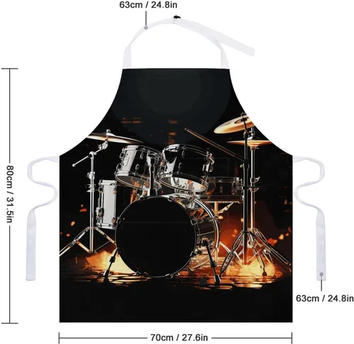 Miniatura 2 de Personalized Drummer Adult Apron, Kitchen Cooking Aprons for Woman Man, Adjustable Bib Apron with Pocket for Baking, BBQ Crafting Outdoors, Dining