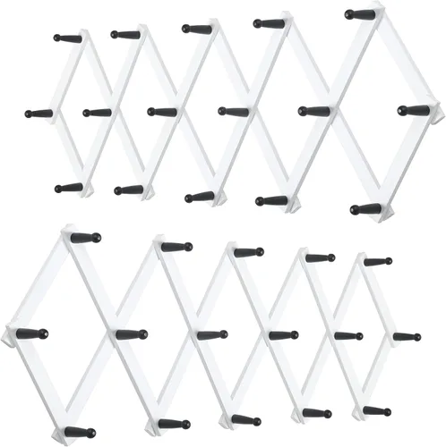 Miniatura 27 de WEBI Acordeón para colgar en la pared, percha de pared para sombreros, acordeón, expandible, de madera, montado en la pared, estante de gancho