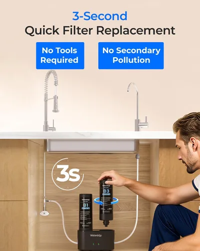 Miniatura 4 de Waterdrop Filtro de agua de repuesto FDL-B3, repuesto para filtro de agua Waterdrop DLB debajo del fregadero, sistema de filtración de agua debajo