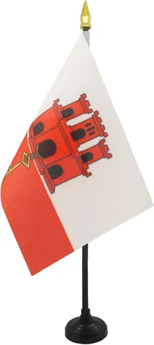 Miniatura 48 de AZ FLAG Bandera de mesa de Albania de 4 x 6 pulgadas - Bandera de escritorio albanesa 5.9 x 3.9 in - Tapa de lanza dorada