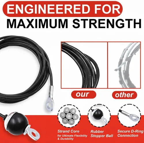 Miniatura 3 de J Bryant Reemplazo de cable de polea de fitness, cuerda de alambre de acero resistente de 0.197 in (0.2 pulgadas) para gimnasio en casa y accesorios