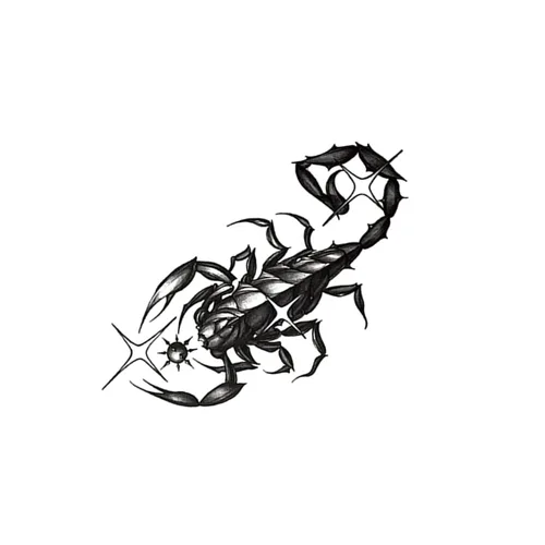 Miniatura 3 de 2 hojas de tatuajes temporales pequeños de escorpión para adultos, tatuajes falsos de escorpión negro, arte corporal impermeable de larga duración