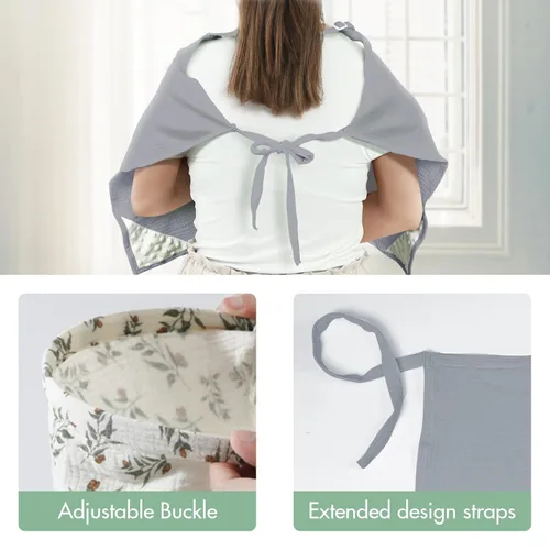 Miniatura 4 de ANYEDDE Paquete de 2 fundas de lactancia de muselina para lactancia materna, fundas transpirables para lactancia materna con cuello de arco, funda