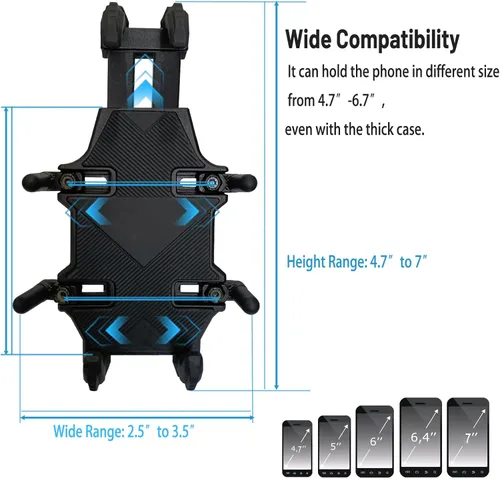 Miniatura 7 de QYMOTO Soporte para teléfono ATV, soporte para manubrio anti vibración de 4 ruedas de alta resistencia, abrazadera para teléfono celular 360