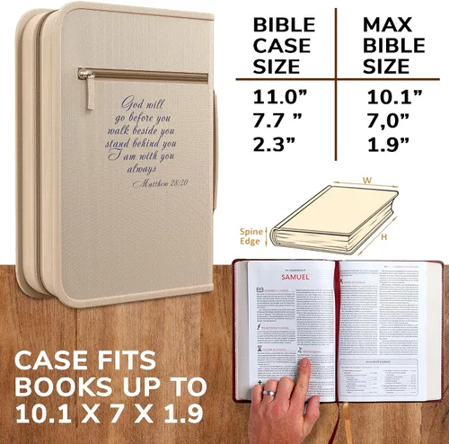 Miniatura 28 de DEHITE Funda para la Biblia para mujer, bolsas de transporte de la Biblia, tamaños medianos y grandes, ranuras para bolígrafos, tela de primera