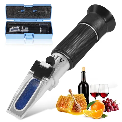 GYE Refractómetro Brix con ATC, doble escala - Gravedad específica y Brix, hidrómetro para elaboración de vino y elaboración de cerveza, kit de