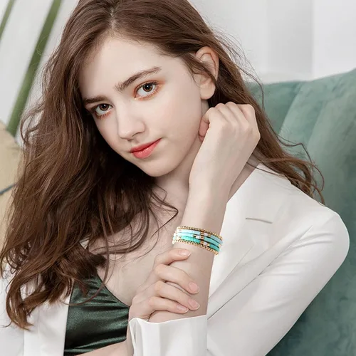 Miniatura 5 de Pulseras de cuentas de arcilla estilo heishi surfista para mujer, con discos de vinilo y dije de mal de ojo, apilables, pulseras elásticas