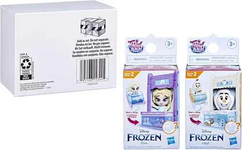 Miniatura 3 de Disney Frozen Paquete de 2 Twirlabouts, serie 2, Elsa y Olaf trineo para comprar juguetes de juego, accesorios de muñeca Olaf y Elsa para niños de 3