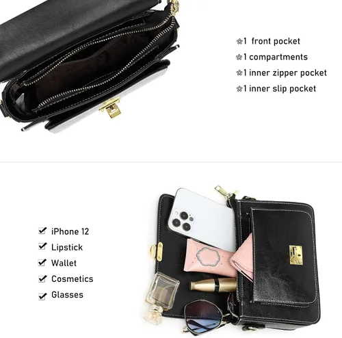Miniatura 4 de LL LOPPOP Bolso cruzado pequeño con clase para mujer, bolso cruzado con asa superior, bolsos de cuero para mujer
