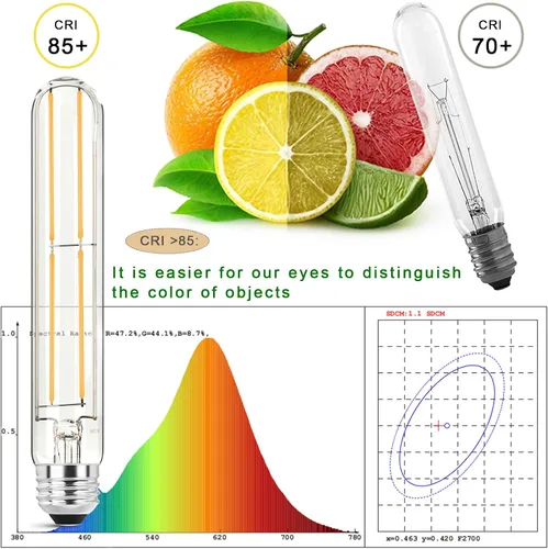 Miniatura 6 de Bombilla LED E26 de 7.3 pulgadas de 6 W, igual a 80 W, 4000 K, bombillas Edison blancas neutrales regulables, T10 T9 de vidrio transparente tubular