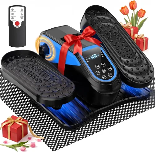 VIVURN® 023 Mini ejercitador elíptico eléctrico de piernas para personas mayores, 12 velocidades, monitor remoto RF, tapete antideslizante, Azul