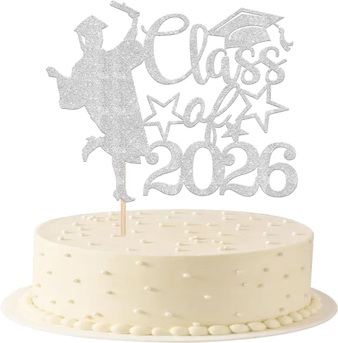 Miniatura 15 de 1 paquete de decoración para tarta de graduación para niña, con purpurina, para diploma, decoración para adultos mayores 2026, para niñas, escuela