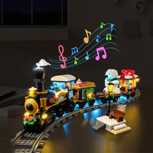 Miniatura 6 de Nitemode Kit de luces compatible con Lego Holiday Express Train 10361, diseño de interruptor de encendido/apagado mejorado, incluye accesorios