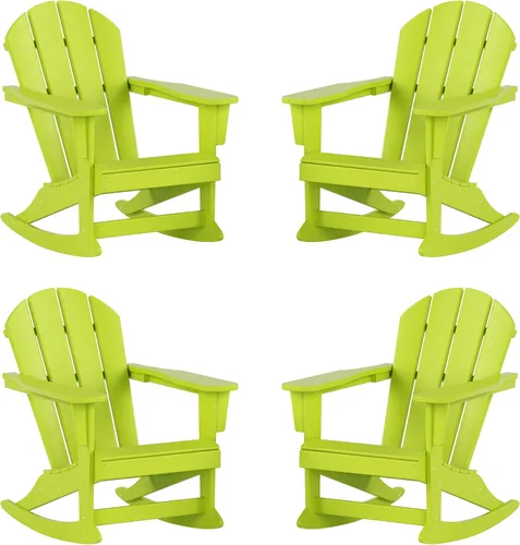 Miniatura 224 de WestinTrends Silla mecedora Malibu de poliéster para exterior/patio Adirondack, Negra