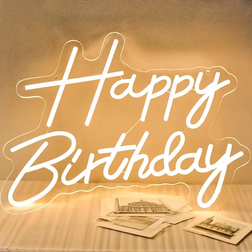 Letrero de neón de feliz cumpleaños para telón de fondo, letrero LED de feliz cumpleaños con luz, letrero de neón ajustable alimentado por USB para