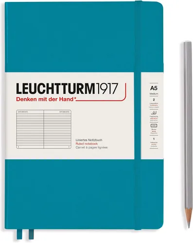 Miniatura 29 de LEUCHTTURM1917 - Cuaderno de tapa dura mediano A5 con 251 páginas numeradas para escritura y diario (verde menta, con puntos)