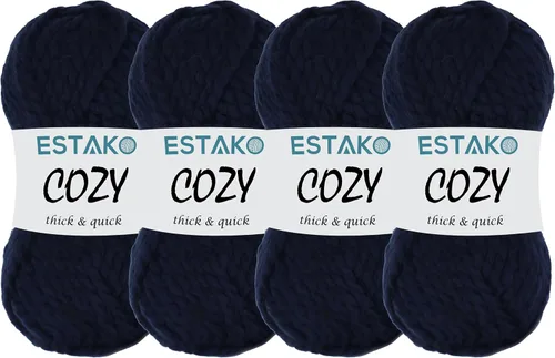 Miniatura 23 de Estako Cozy Thick & Quick Yarn - Hilo acogedor grueso y rápido, 20% lana, 80% acrílico, suave, súper voluminoso, peso #6, para tejer y hacer 50187