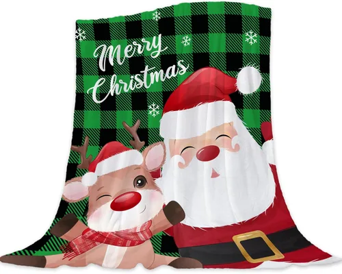 Miniatura 24 de Manta de Navidad para bebé, manta pequeña de Navidad a cuadros rojos, manta de Navidad para invierno, para mascotas, manta para envolver cuna