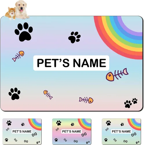 Miniatura 9 de Tapete personalizado de comida para perros con nombre de la mascota, mantel individual personalizado con respaldo antideslizante, tapete