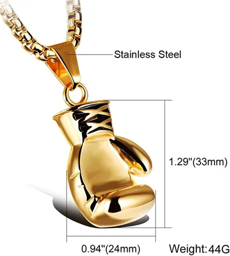 Miniatura 6 de Hamoery Collar con colgante de cadena de guante de boxeo de acero inoxidable punk para hombres y mujeres