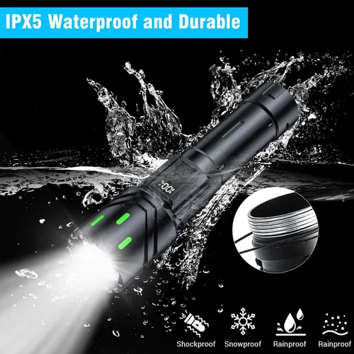 Miniatura 6 de Linternas Recargables de Alto Lúmenes, Luz LED Súper Brillante, Linternas Tácticas con Pantalla LCD de Energía, 5 Modos, Impermeable, Linterna Más