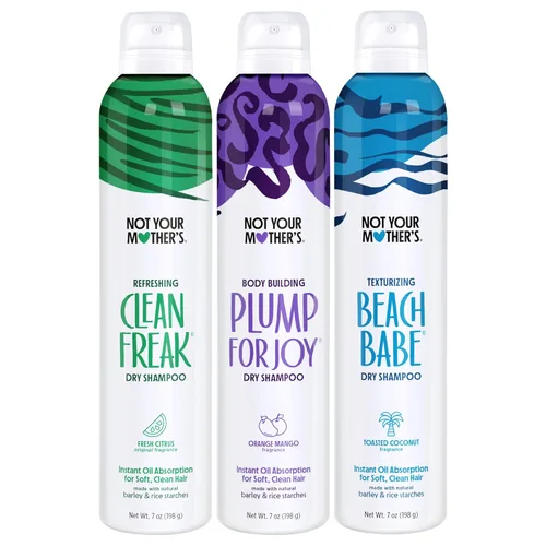 Not Your Mother's Dry Shampoo Spray Signature Surtido (paquete de 3) – 7 onzas cada uno – Clean Freak, Plump for Joy & Beach Babe – Absorbe