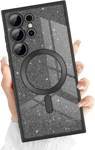 Miniatura 19 de Newseego Funda ultra magnética para Samsung Galaxy S22, funda de lujo con purpurina para mujeres y niñas, protección completa de la lente de la Negro