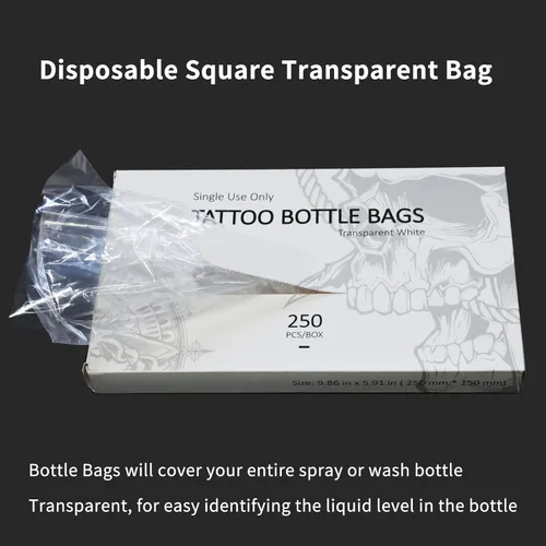 Miniatura 3 de ZHOOGE 250 bolsas para botellas de lavado de tatuajes de 9.86 x 5.91 pulgadas, color blanco, transparente, sin olor, desechables, para botellas