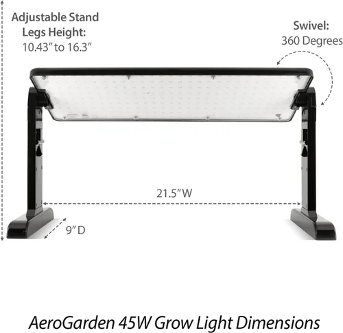 Miniatura 7 de Panel de luz de crecimiento LED de 45W de AeroGarden - Luz de crecimiento para plantas, incluye soporte y kit de suspensión