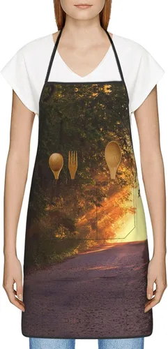 Miniatura 2 de Delantal fresco del bosque, delantales de cocina para hombres y mujeres, delantal de cocina delantal de chef delantal de jardín ajustable con 2