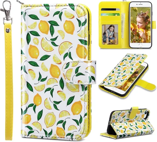 Miniatura 18 de ULAK Funda tipo cartera para iPhone SE 3 (2022)/SE (2020)/8/7 con soporte para tarjetas, funda de piel sintética de alta calidad con ranuras