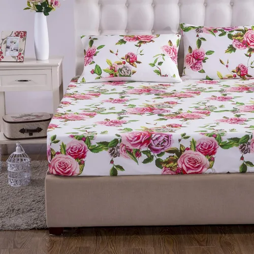 Miniatura 13 de DaDa Bedding Juego de colcha floral de rosas románticas, encantador color rosa y blanco festoneado, colorido, ligero, transpirable, colcha acolchada