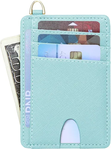 Miniatura 2 de Badiya Tarjetero delgado minimalista para tarjetas de crédito, bolsillo frontal con bloqueo RFID, estuche compacto para tarjetas con ventana