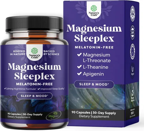 Suplemento de Magnesio para Dormir de Alta Absorción - Soporte para el Descanso Magtein Magnesio L-Treonato y Apigenina Teanina para Dormir y