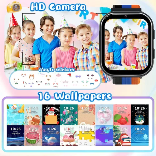 Miniatura 5 de Reloj inteligente para niñas y niños, reloj inteligente con tarjeta SIM 4G, reloj inteligente para niños, pantalla táctil, calculadora de llamadas