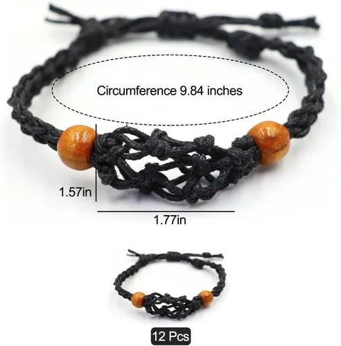 Miniatura 2 de 12 pulseras de cristal para pulseras vacías con jaula de piedra vacía, ajustable, trenzada, soporte de red de cristal de cuarzo, cuerdas de jaula